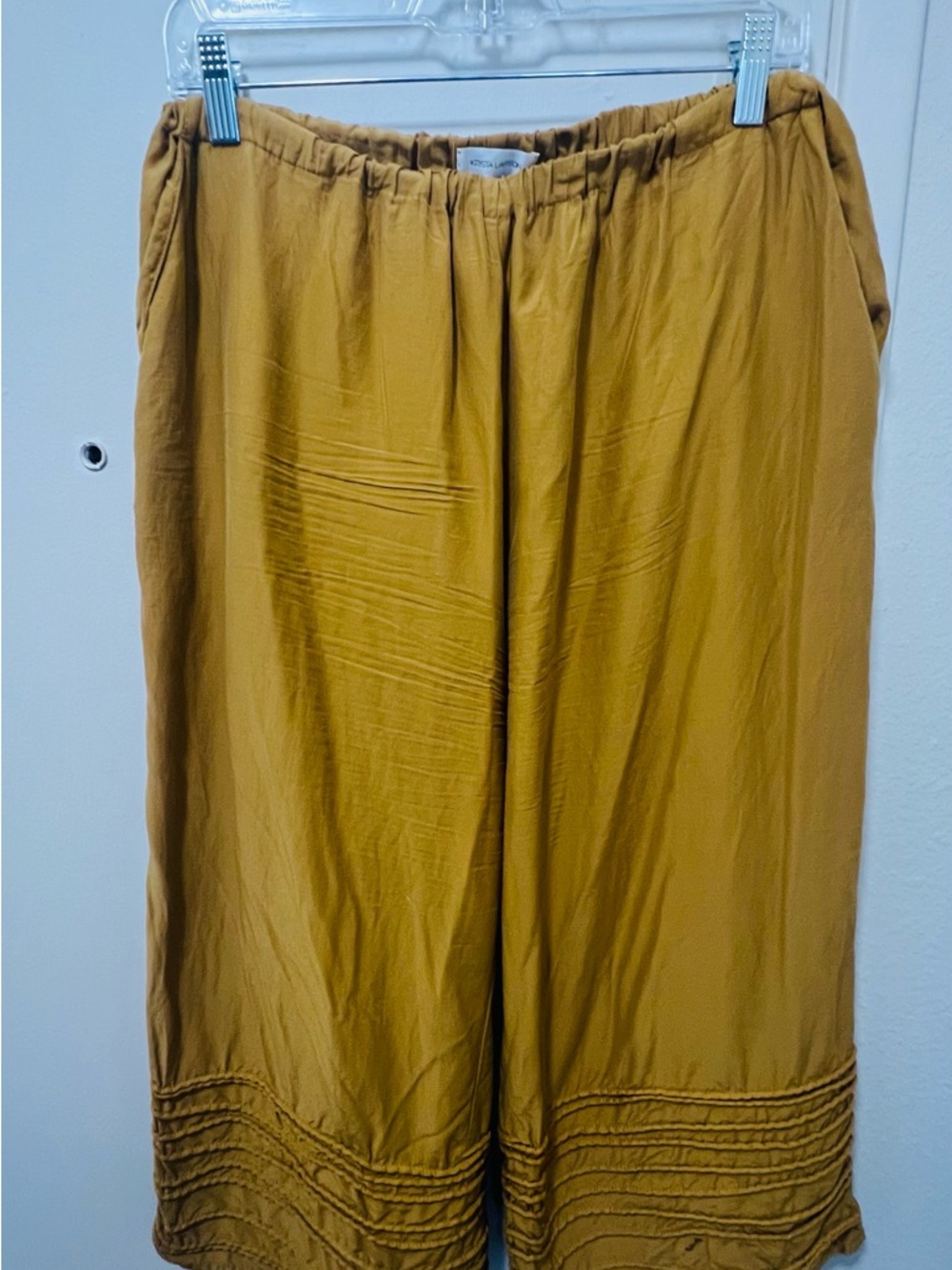 Krista Larson Mustard Wide-Leg Men’s Pants - Elastic Waist all around .